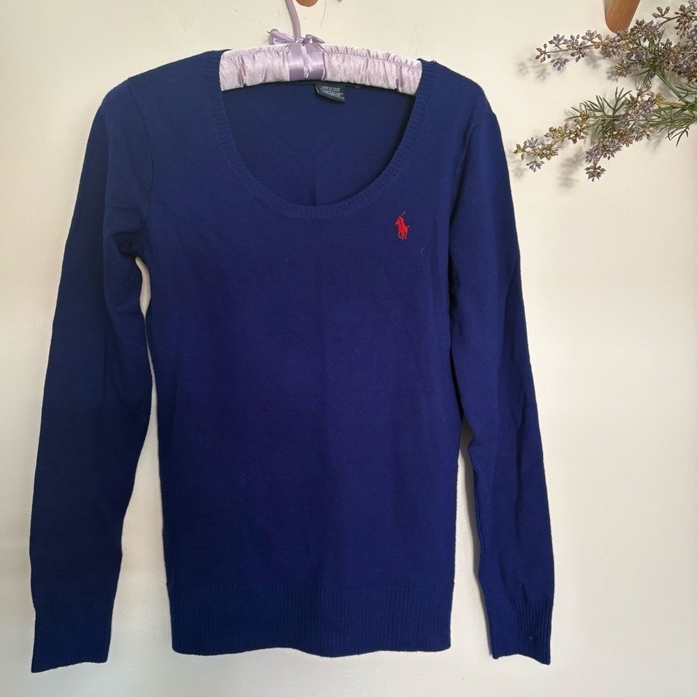 Ralph Lauren Sport Merino Wool Sweater Royal Blue Pony Logo Size M